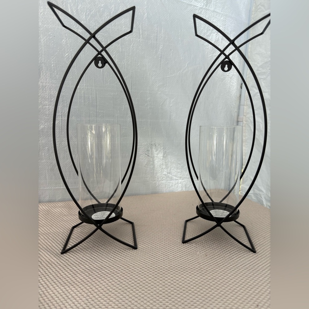 Kirklands Black Criss Cross Sconces Set - Picture 2 of 6